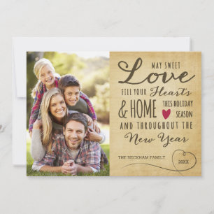 Carte de vœux photo de vacances d'amour doux vinta