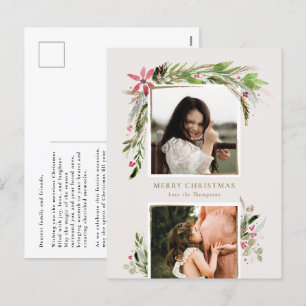 Carte de voeux photo de vacances de greenery d'hiv