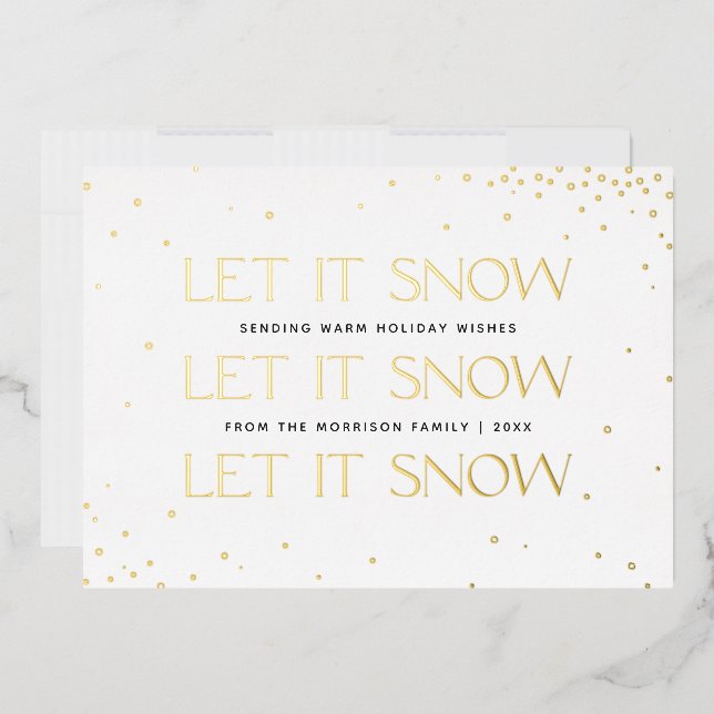 Carte de vœux photo de vacances Foil Let it Snow - (Enveloppe)