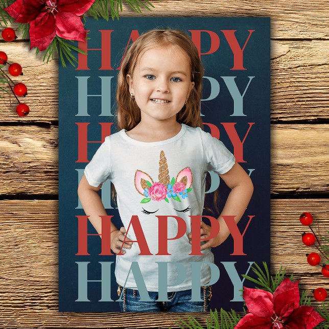 Carte de vœux photo de vacances modernes joyeuses (Modern Happy Holidays Photo Card)