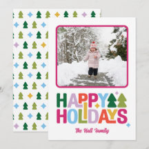 Carte de vœux photo de vacances multi-couleurs vib