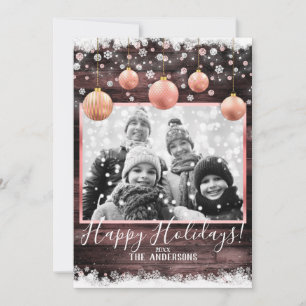 Carte de vœux photo de vacances Neige d'hiver et o
