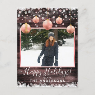 Carte de vœux photo de vacances Neige d'hiver et o