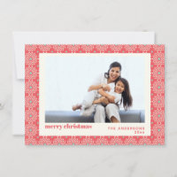 Carte de vœux photo de vacances rétro rouge milieu