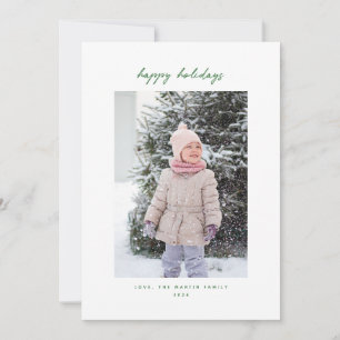 Carte de vœux photo de vacances verte minimaliste