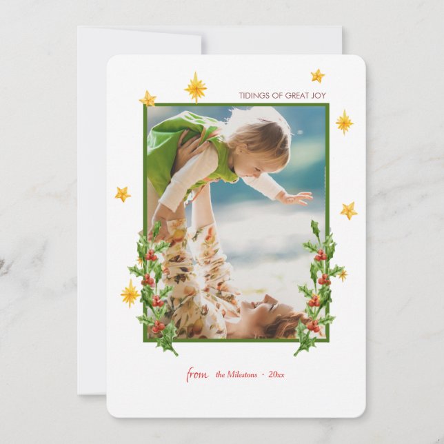 Carte de vœux photo de verdure des Fêtes (Devant)