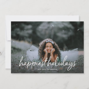 Carte de vœux photo des Fêtes avec lettrage blanc