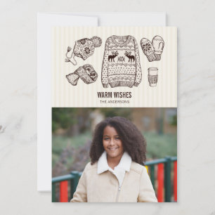Carte de vœux photo d'essentiels de vacances avec 