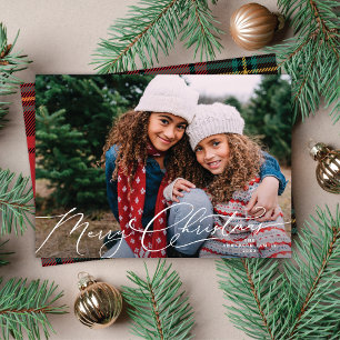 Carte de vœux photo élégante « Joyeux Noël » en éc