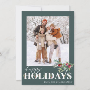 Carte de vœux photo Élégante Verte Joyeuses Fêtes