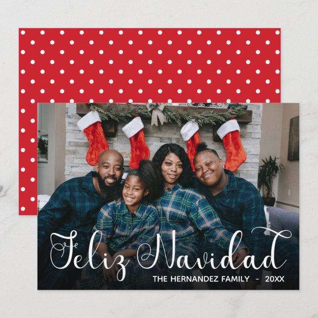 Carte de vœux photo Feliz Navidad (Devant / Derrière)
