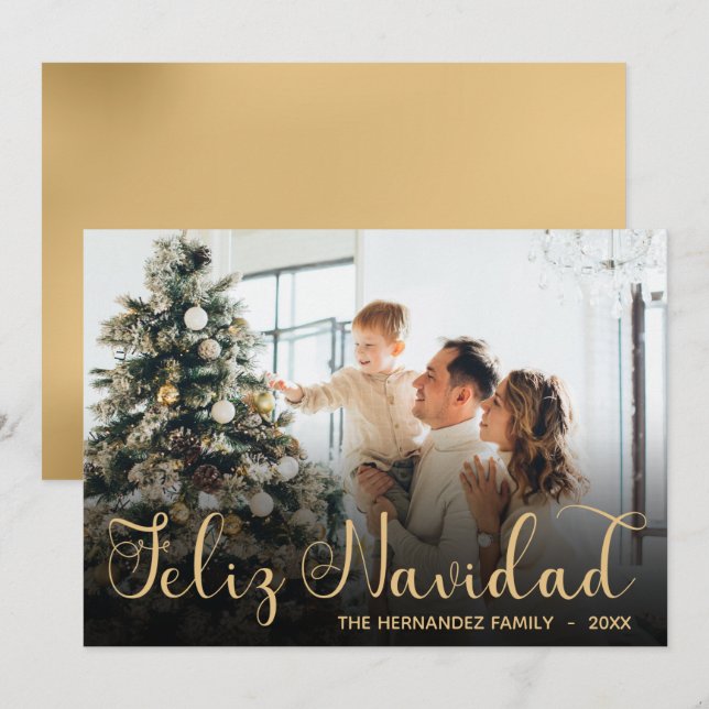 Carte de vœux photo Feliz Navidad (Devant / Derrière)