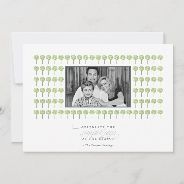 Carte de vœux photo festive à motif de bonbon angl (Devant)