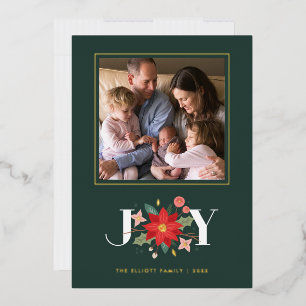 Carte de vœux photo Foil Joy Flourish - Verte