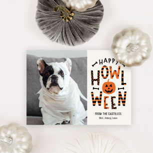 Carte de vœux photo Halloween pour animaux Howl-O-