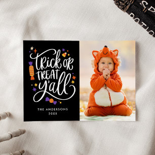 Carte de vœux photo Halloween « Trick or Treat Y'a