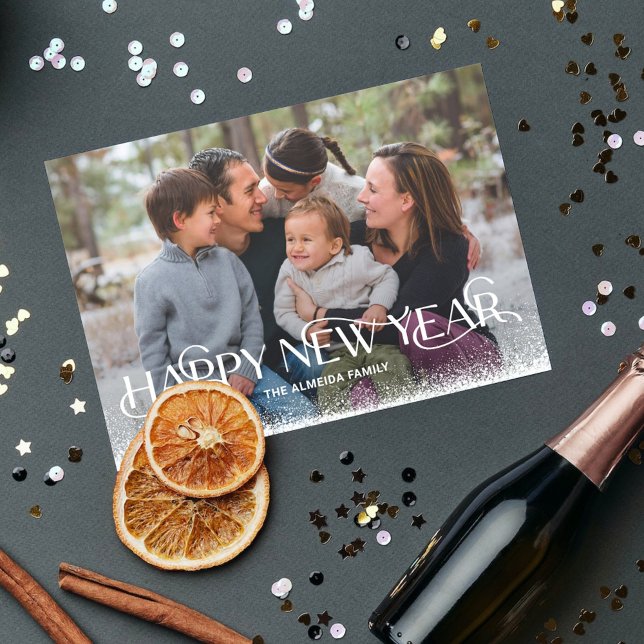 Carte de vœux photo Joyeuse année enneigée (Créateur téléchargé)