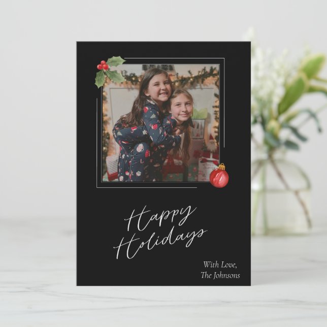 Carte de vœux photo Joyeuses Fêtes (Debout devant)