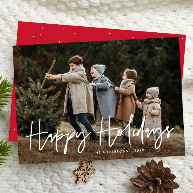 Carte de vœux photo Joyeuses Fêtes en écriture man (Créateur téléchargé)