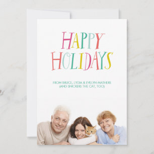 Carte de vœux photo Joyeuses Fêtes en lettrage man