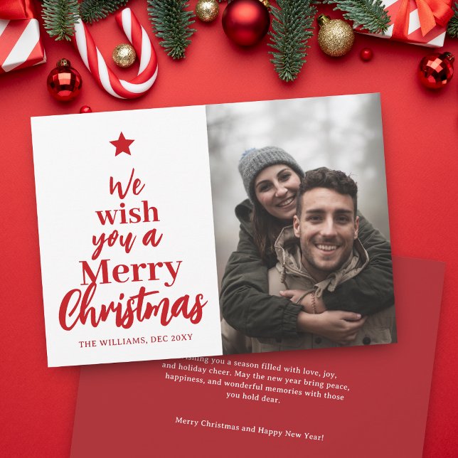 Carte de vœux photo Joyeux Noël (Front of. 5x7 Holiday Card is shown. Customize with photo, name message on the back. )