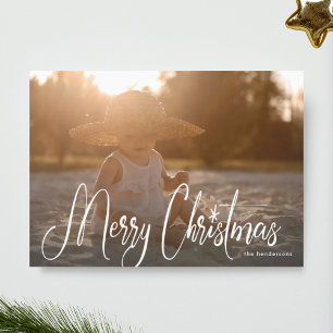 Carte de vœux photo Joyeux Noël écriture blanche