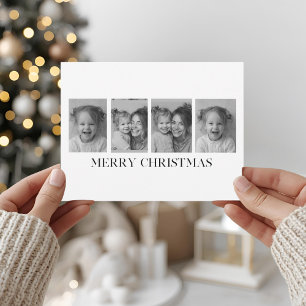 Carte de vœux photo Joyeux Noël minimaliste noir e