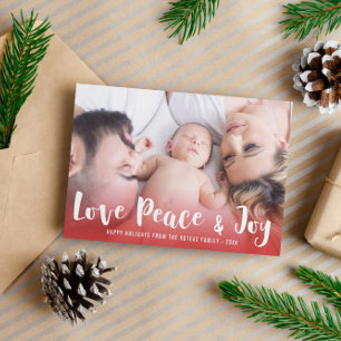 Carte de voeux photo Joyeux Noël Rouge Amour Paix 