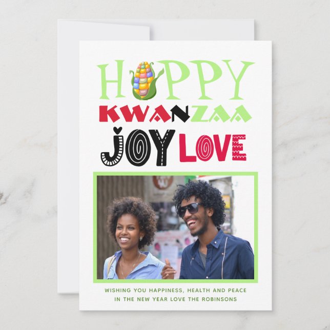 Carte de vœux photo Kwanzaa Joyeux Amour Paix (Devant)
