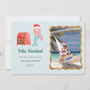 Carte de voeux photo Mermaid Feliz Navidad