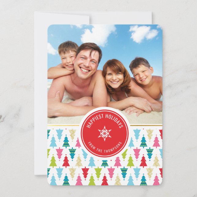 CARTE DE VOEUX PHOTO modèle d'arbre de Noël brilla (Devant)