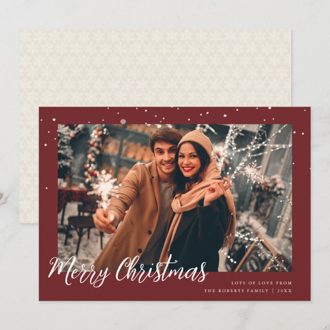 carte de voeux photo moderne de noël merry (Devant / Derrière)