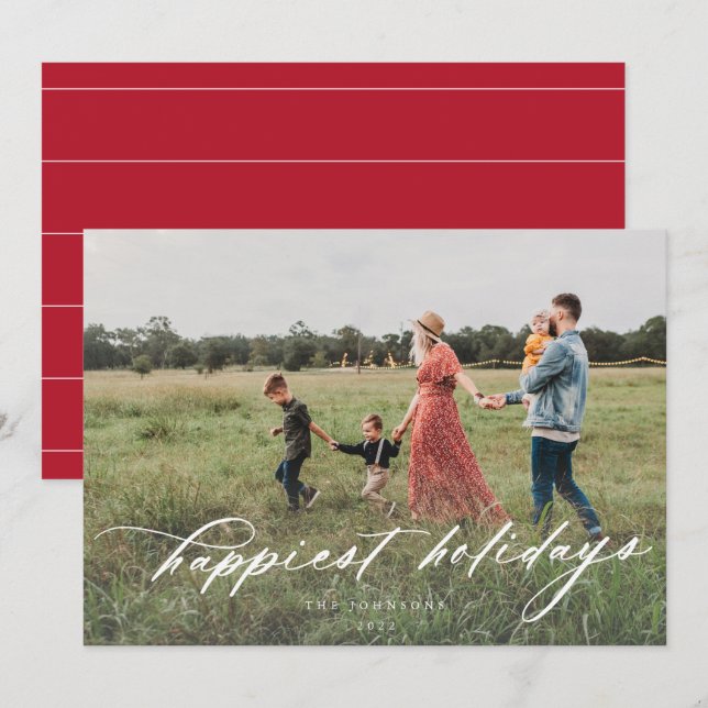 Carte de vœux photo moderne pour les fêtes (Devant / Derrière)