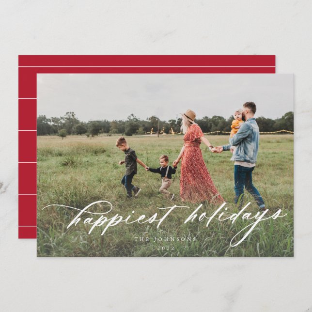 Carte de vœux photo moderne pour les fêtes de fin  (Devant / Derrière)