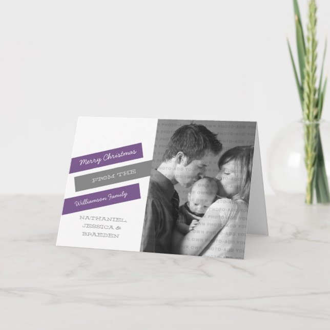 Carte de voeux photo moderne (violet/gris) (Devant)