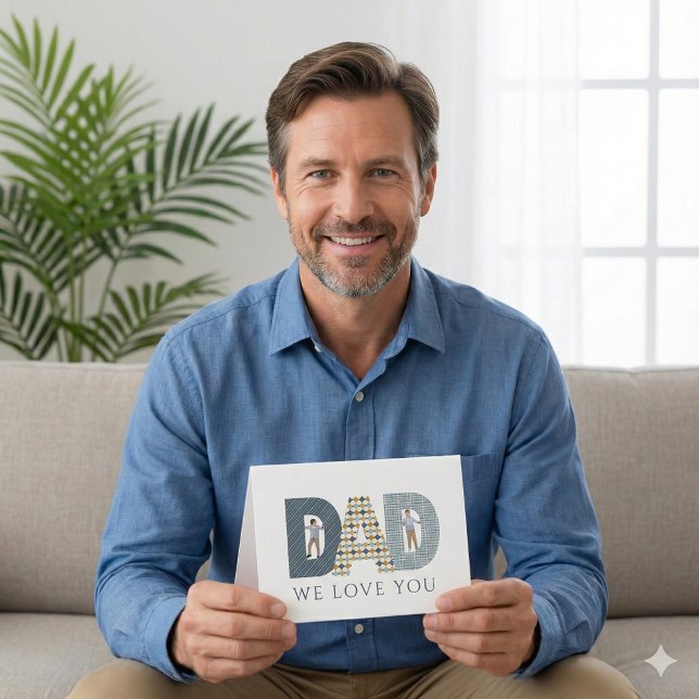 Carte de vœux photo Papa nous t'aimons (Let Dad know how much you love him with this personalized photo card! )