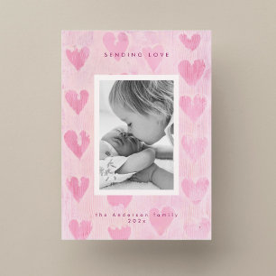Carte de vœux photo personnalisée avec cœur peint