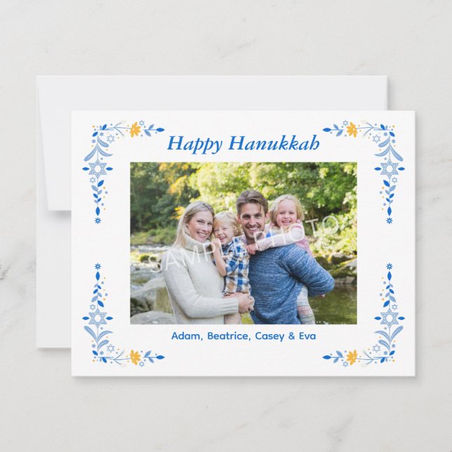Carte de vœux photo plate pour Hanouka (Devant)