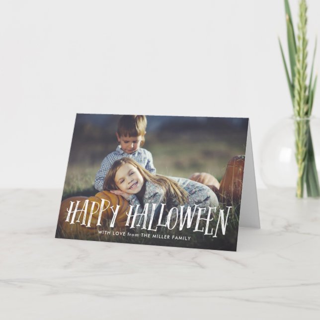 Carte de voeux photo pliée Halloween élégante (Devant)