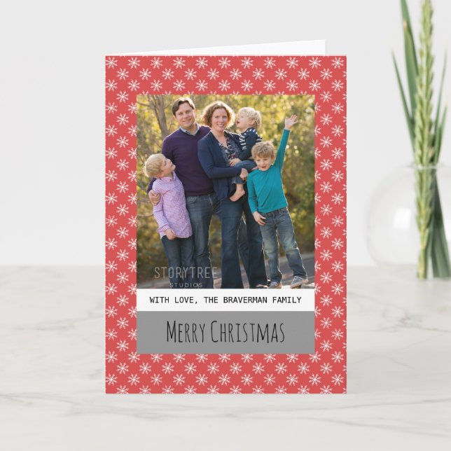 Carte de voeux photo Red Simple Snowflake Holiday (Devant)