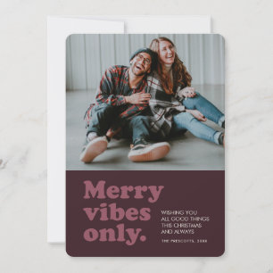 Carte de vœux photo rétro festive prune