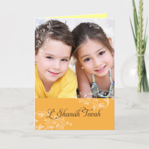 Carte de voeux photo Rosh Hashanah Florals