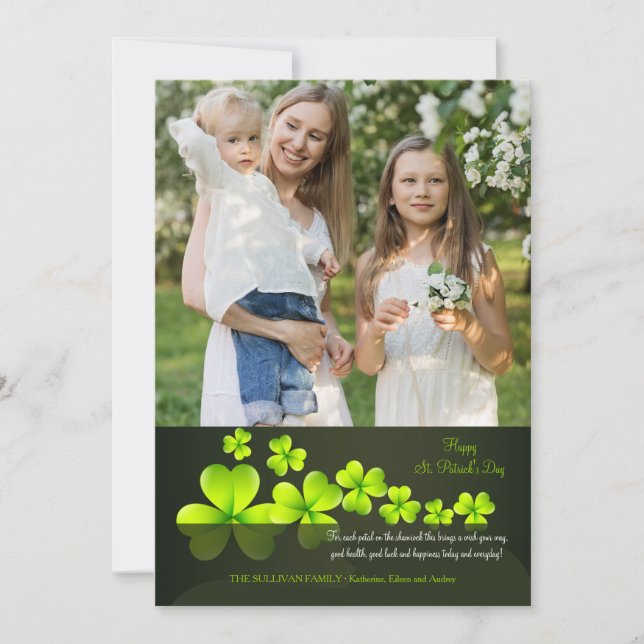 Carte de voeux photo Shamrock verte (Devant)