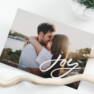 Carte de vœux photo Simple Joie Vacances en blanc