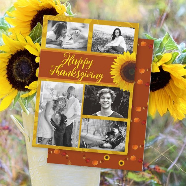 Carte de vœux photo Sunflower Thanksgiving Five (Créateur téléchargé)