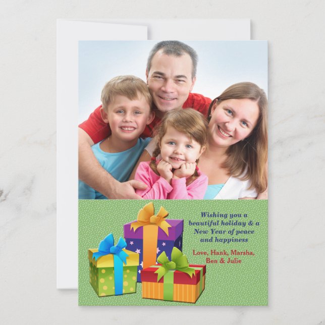 Carte de vœux photo Trois Cadeaux (Devant)