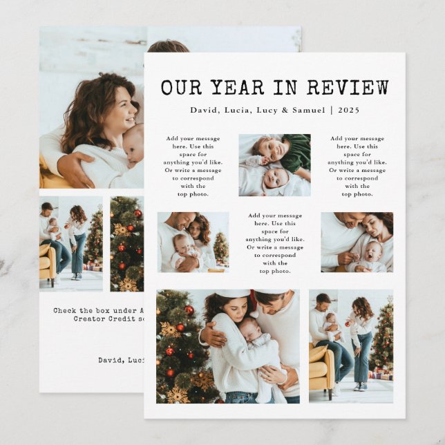 Carte de vœux Photo Year In Review (Devant / Derrière)