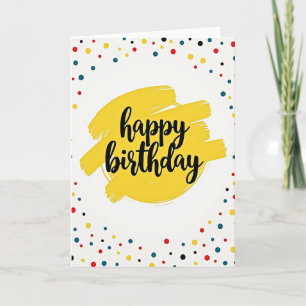 Carte de vœux Pinceau Jaune Joyeux