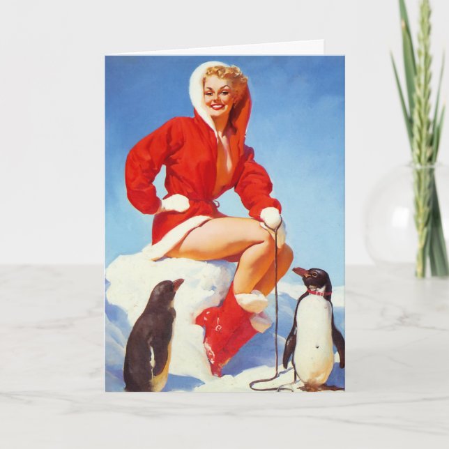 Carte de voeux Pingouin Love Pin-Up (Devant)