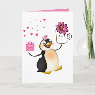 Carte de vœux pingouin pour la Saint-Valentin